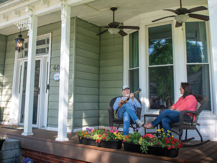 Mark and Monica Hargis on their front porch